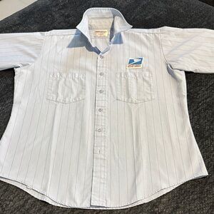 EUC VINTAGE UNISEX USPS PINSTRIPE button-down shirt